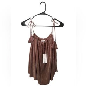 Molly Bracken Brown Pleated Camisole Women’s Size XS NWT